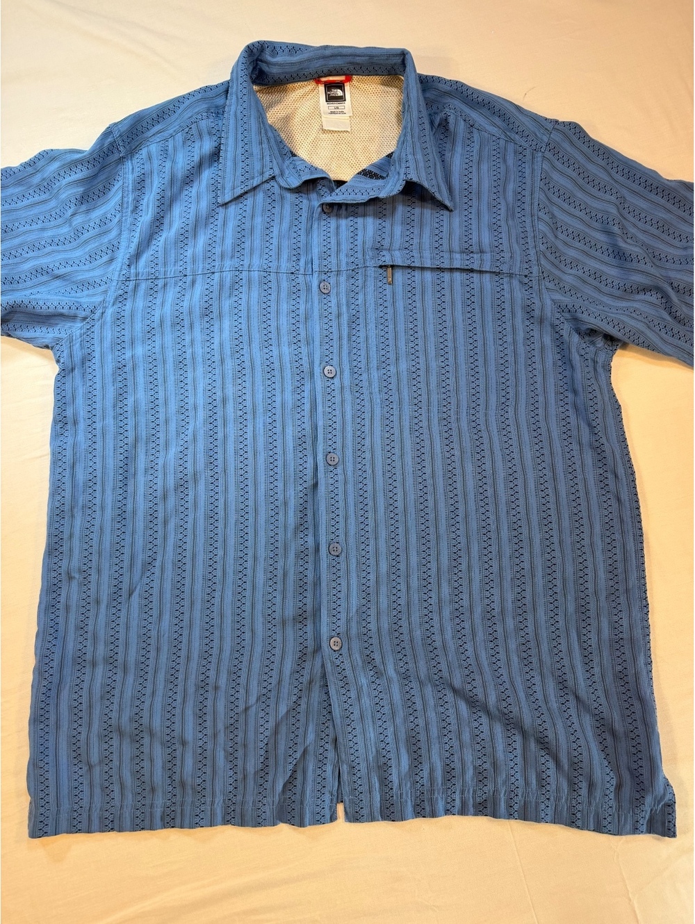 The North Face Men's Blue Modal Polyester Button-Up Shirt Large